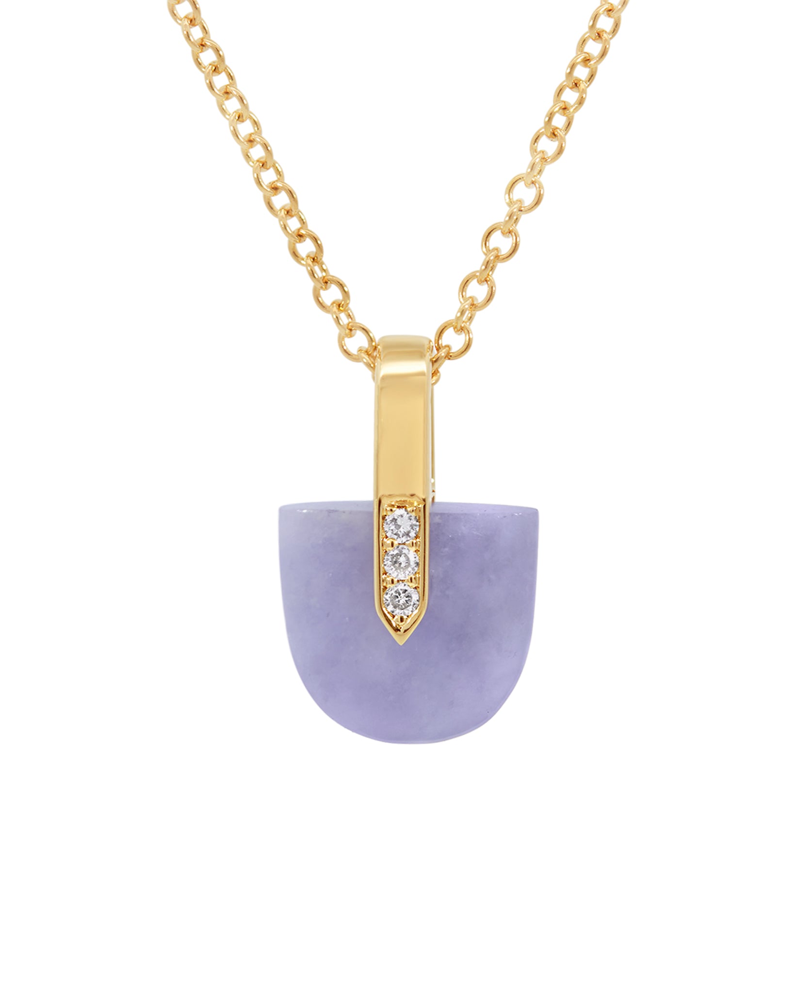 Bliss Lau lavender jade pendant with diamonds front view