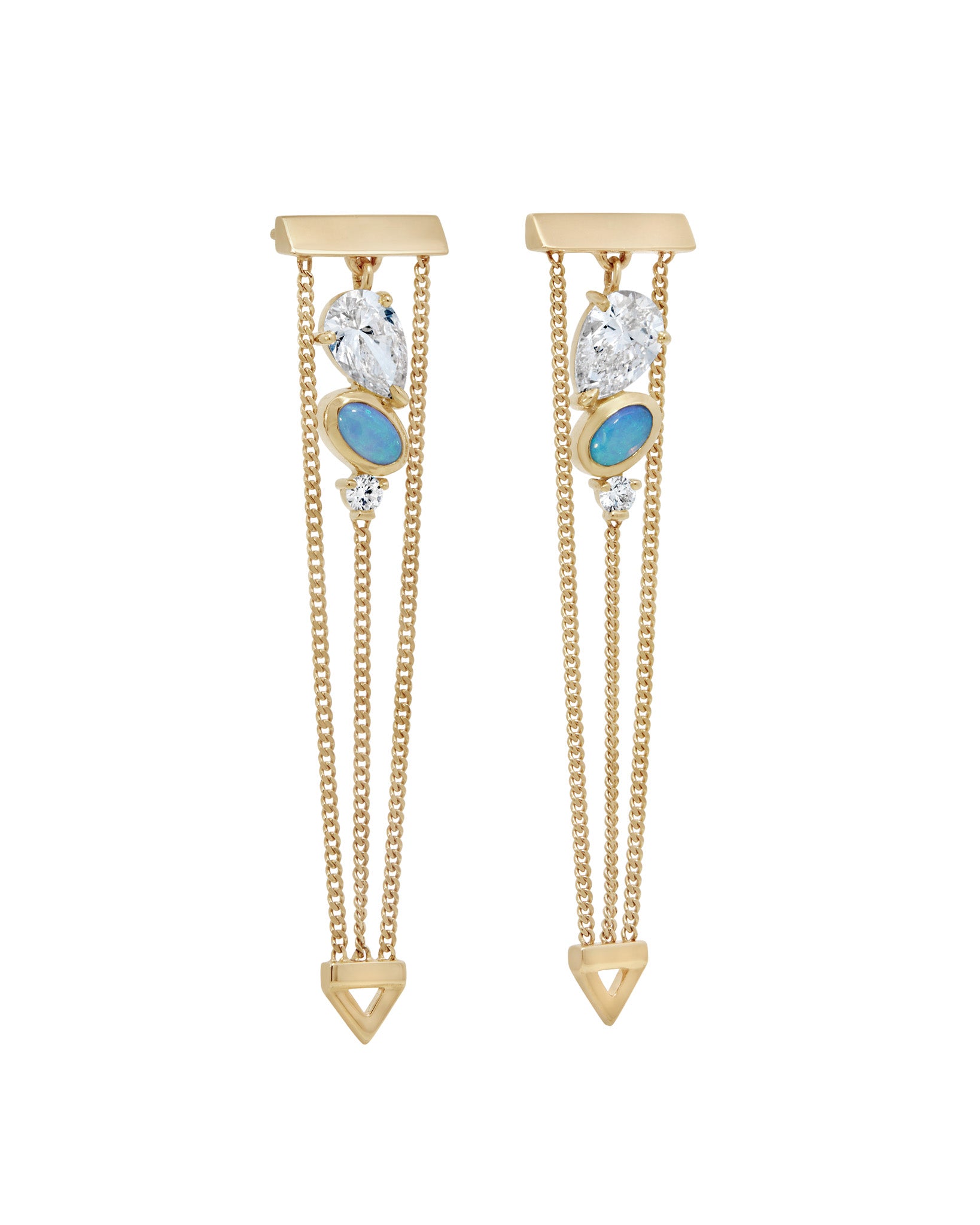 Levitate Trio Earring Diamond and Opal - One Of A Kind