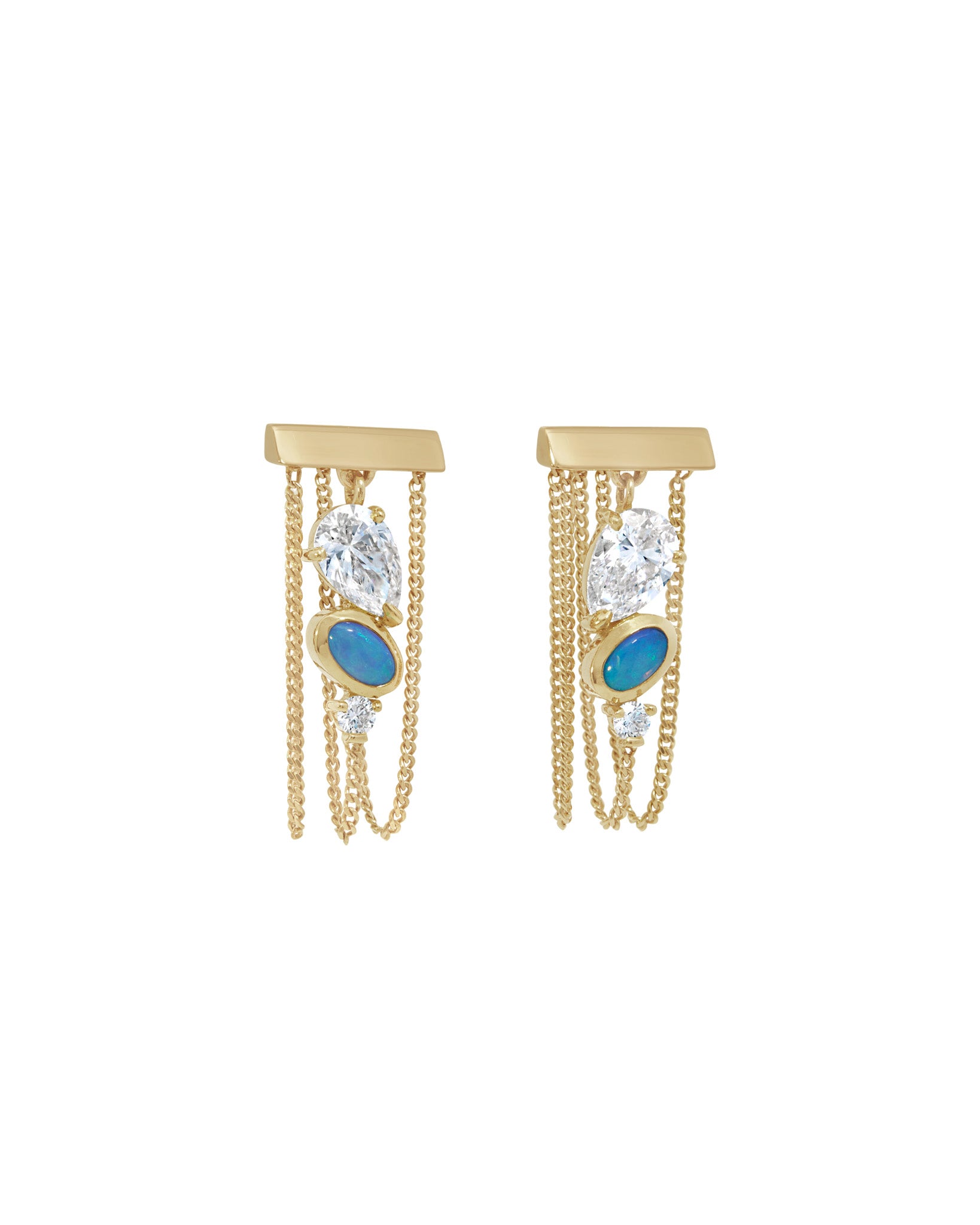 Levitate Trio Earring Diamond and Opal - One Of A Kind