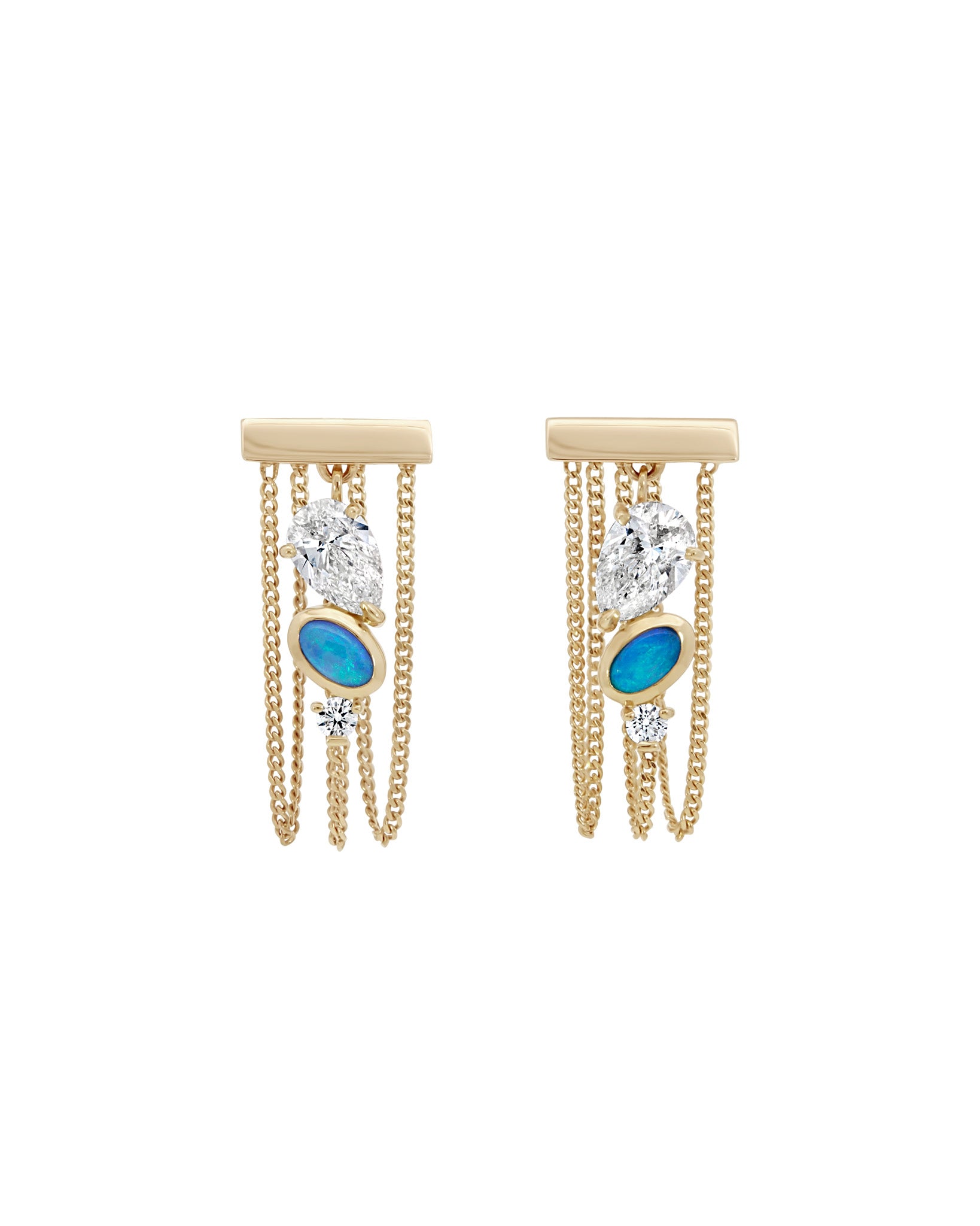 Levitate Trio Earring Diamond and Opal - One Of A Kind