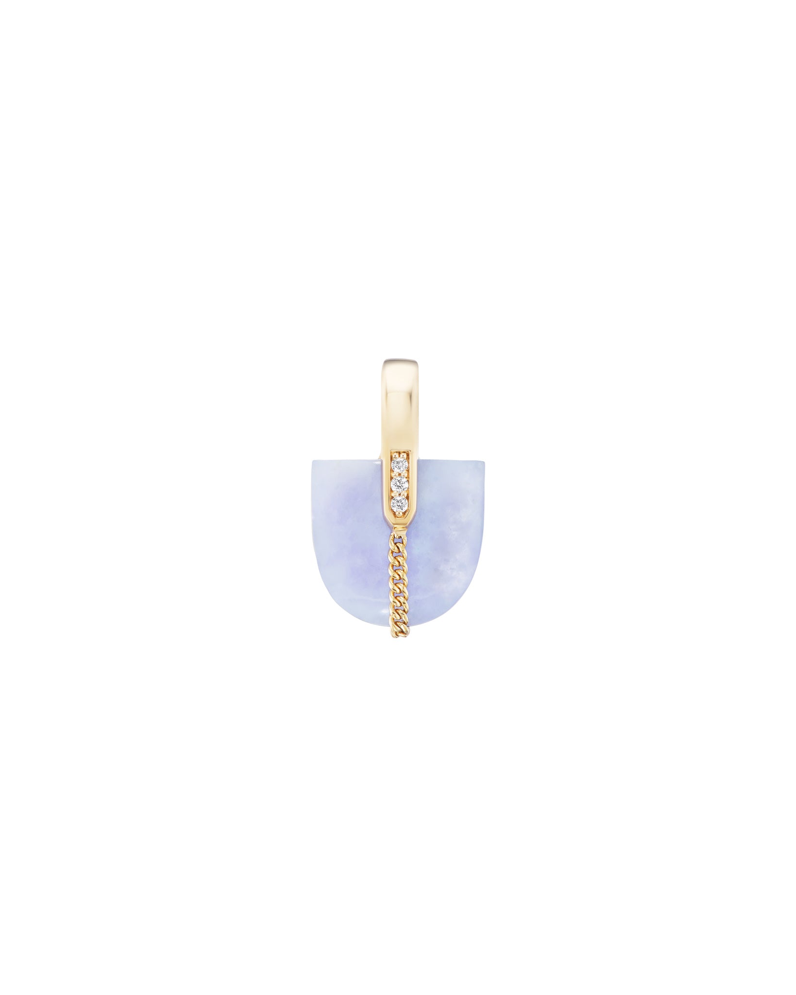 Vibrant Mayan Lavender Jade Pendant with gold detailing by Bliss Lau, featuring a secure interlocking design.