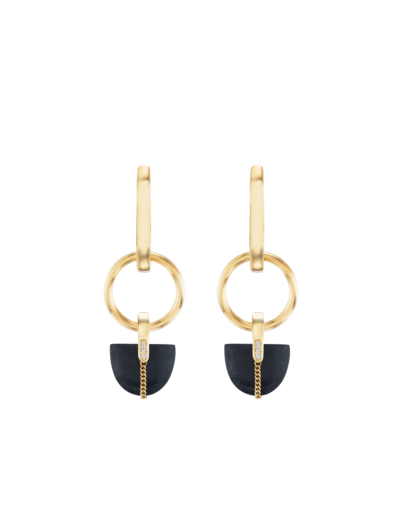 Nuance Hoop + Brevity Black Jade Earrings 18k Gold