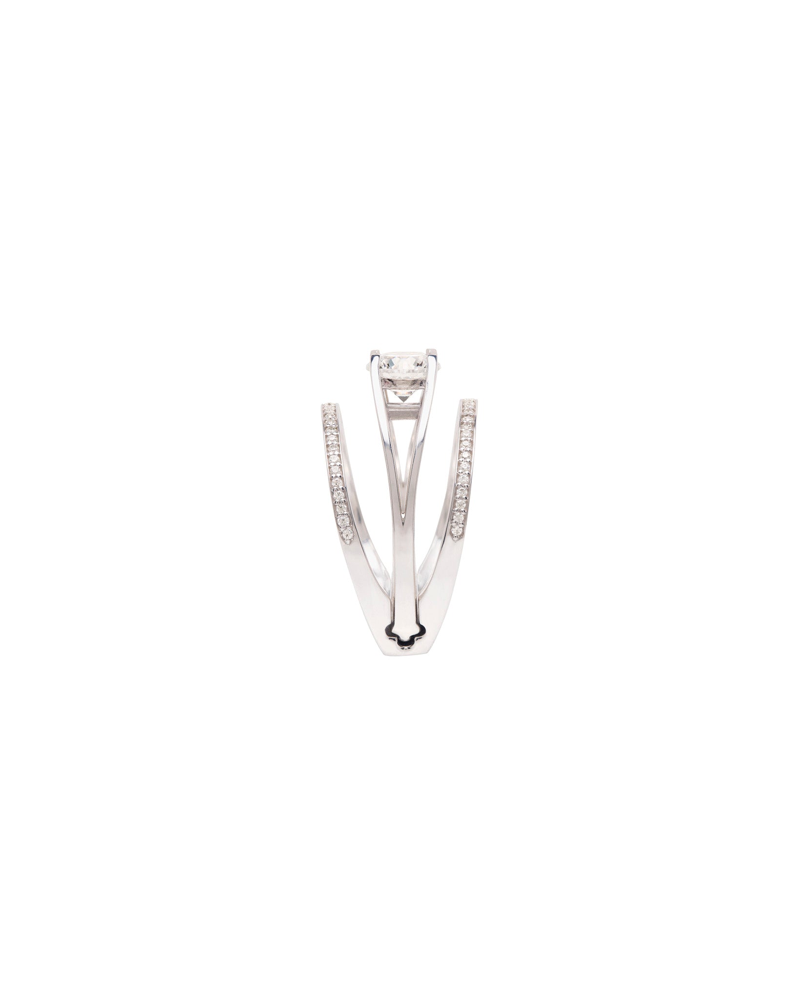 Acute 13mm Enclose + Centered Ring Set White Gold