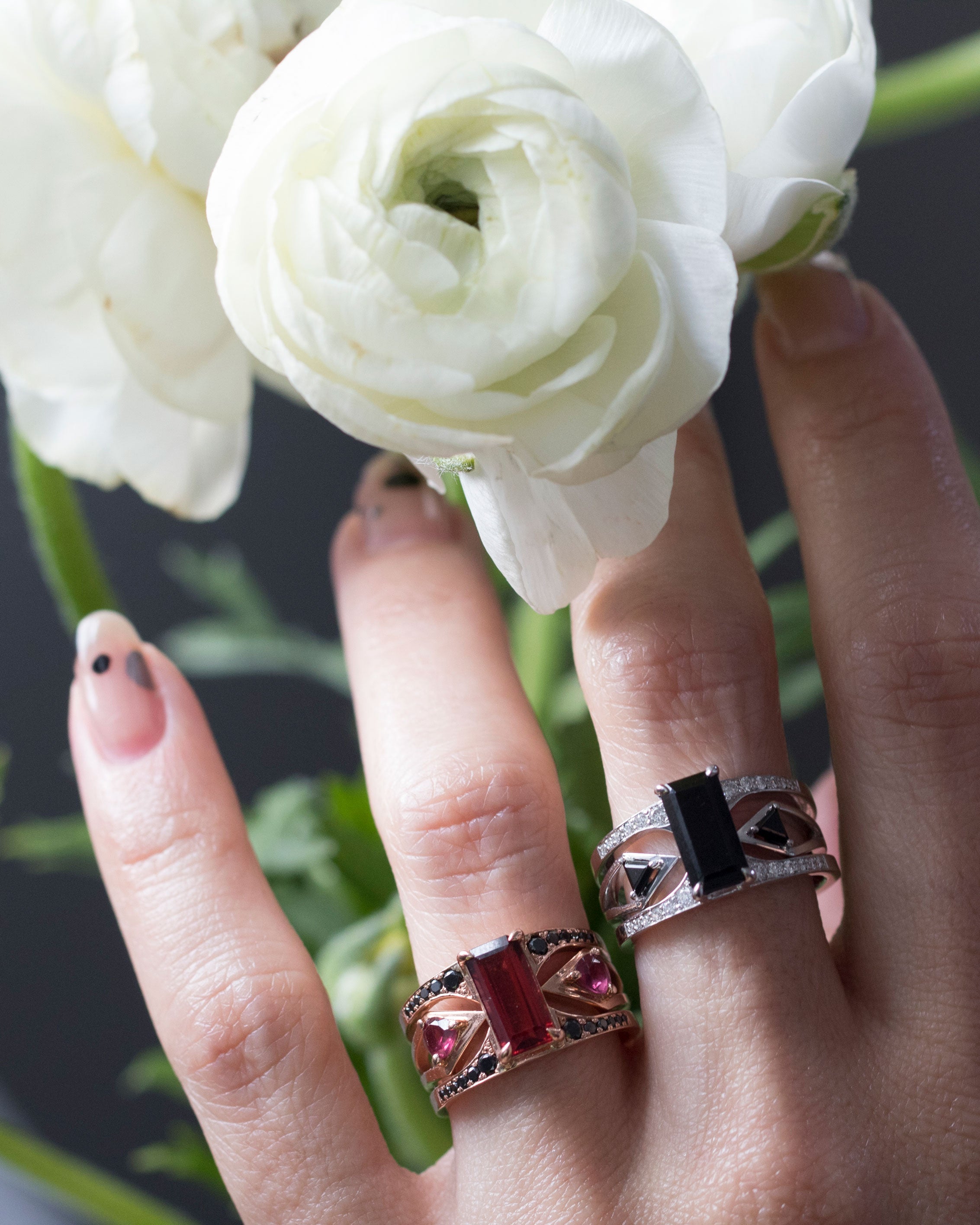 Mirage + Reflection Ring Set Black Spinel