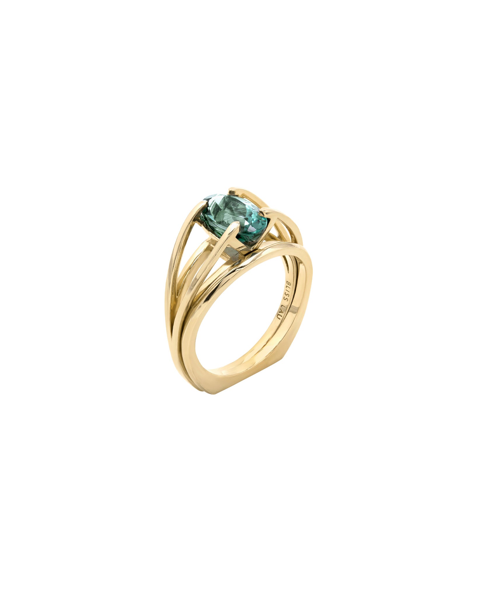 Centered Ring and Band Set with Green Stone